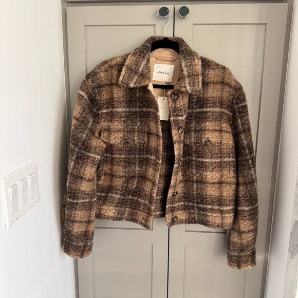 NEW Aritzia Boxy Autumn Wool Shirt Jacket - Brown Plaid - Size S - Picture 1 of 5